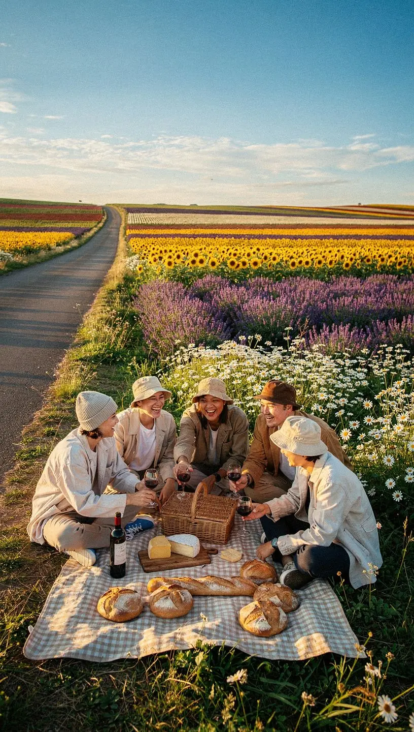 An aerial shot of a vibrant landscape featuring lush green mountains and a scenic overlook, perfect for road trip planning.